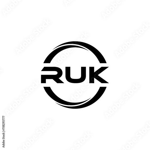RUK letter logo design with white background in illustrator  cube logo  vector logo  modern alphabet font overlap style. calligraphy designs for logo  Poster  Invitation  etc.
