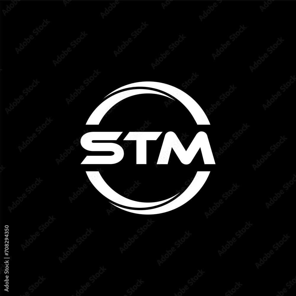 STM letter logo design with black background in illustrator, cube logo ...