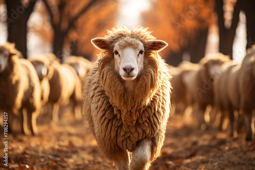 cute sheep in autumn