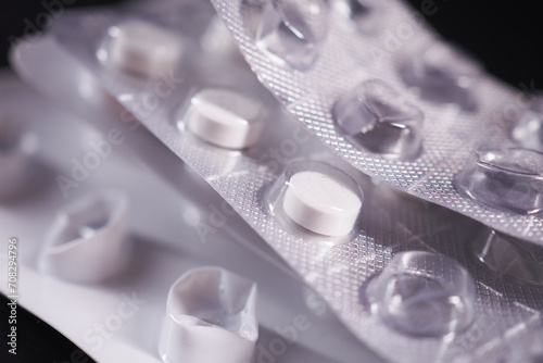 Close up of empty pills of blister pack on table 