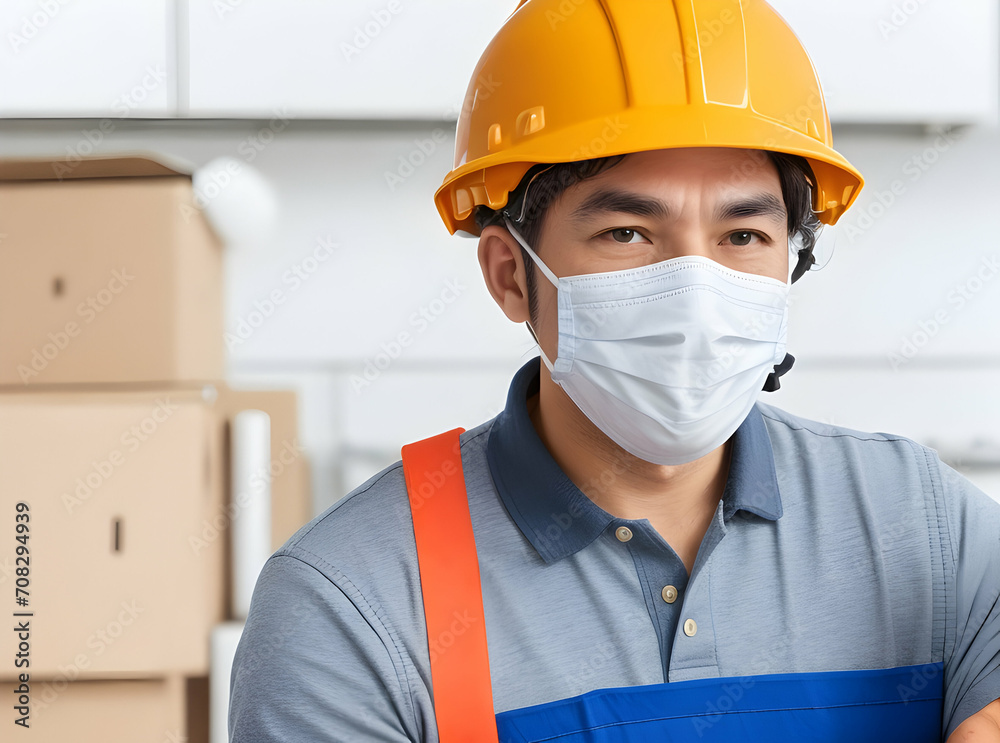 Man working in workplace with safety gears Man working in workplace with safety gears
