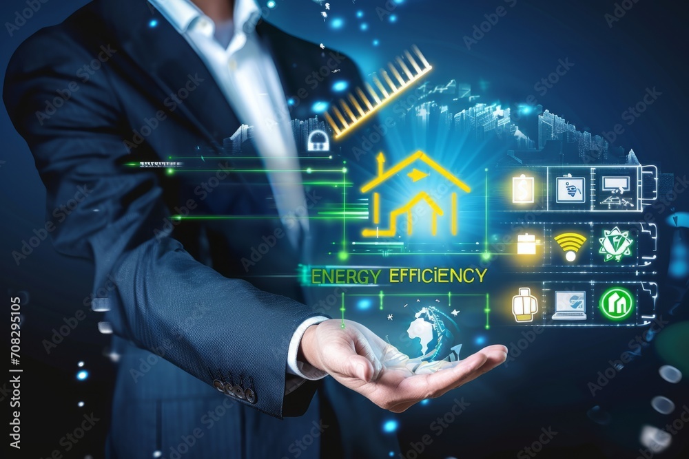 Picture of Eco-friendly Home Management System Concept with Businessman ...