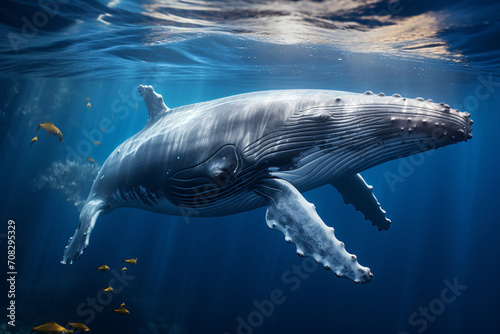 Baby Humpback Whale Calf In Blue Water © Cinematic