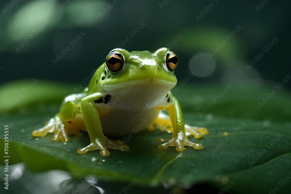 Translucent Glass Frog in Jungle Environment Translucent Glass Frog in Jungle Environment