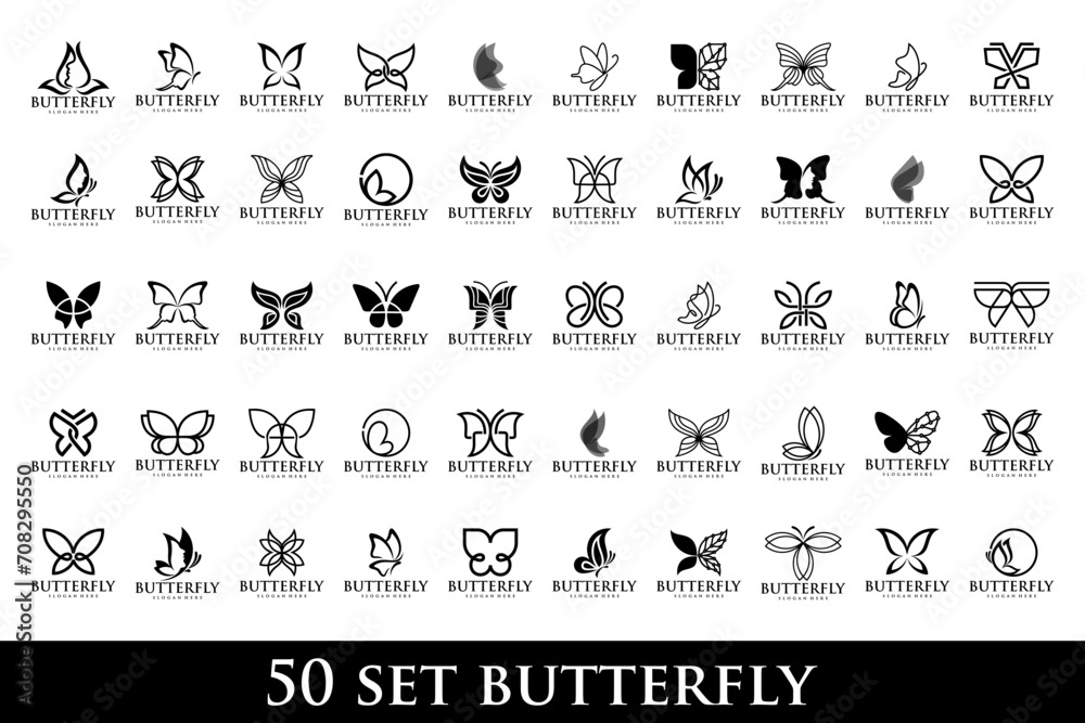 set of creative abstract butterfly logo design. Vector illustration set of creative abstract butterfly logo design. Vector illustration