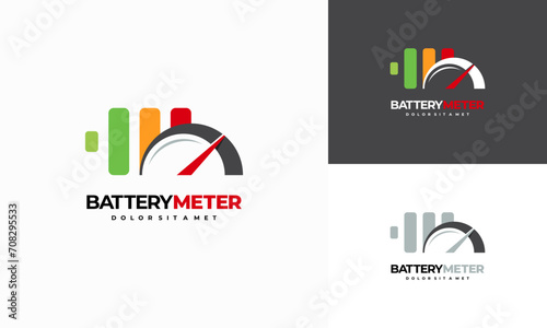 Battery Health Meter Logo designs concept vector, battery and Indicator symbol technology