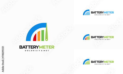 Battery Health Meter Logo designs concept vector, battery and Indicator symbol technology