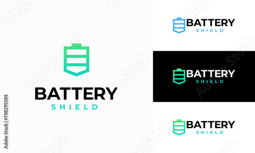 Battery shield logo or power shield logo icon, Charge Guard Solutions logo template concept