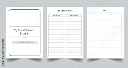Editable My Manifestations Planner Kdp Interior printable template Design.