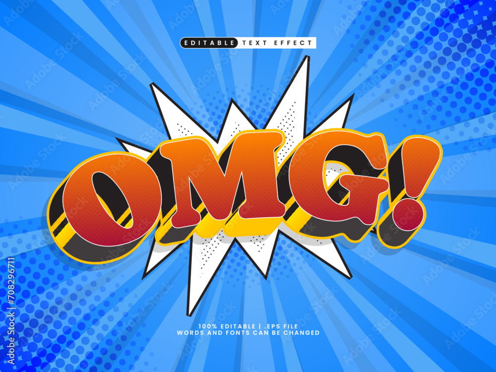 omg 3d editable text effect in comic style template