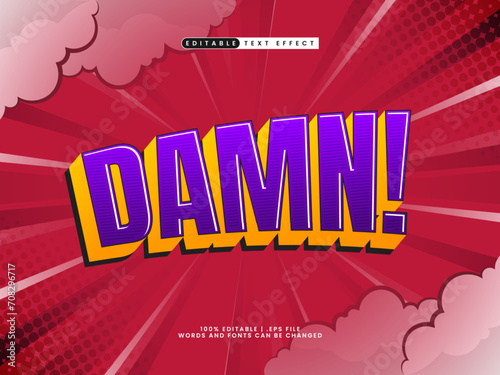 damn 3d editable text effect in comic style template
