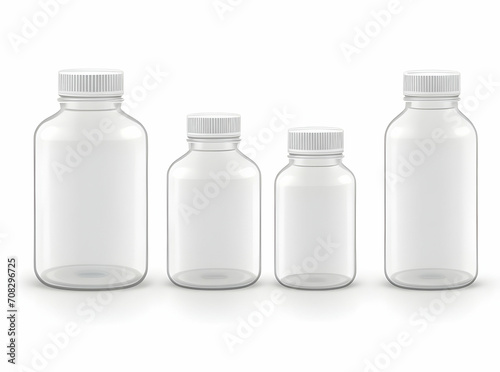 Empty transparent medical bottles pack mockup