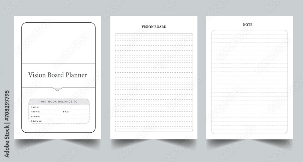 Editable Vision Board Planner Kdp Interior printable template Design