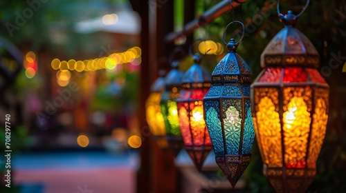 Exotic Lanterns Accentuating a Twilight Bazaar © Sinô