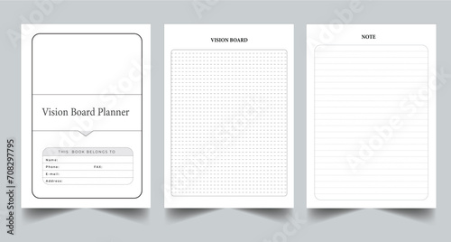 Editable Vision Board Planner Kdp Interior printable template Design.