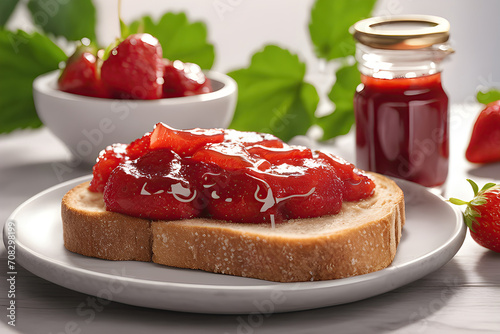 Strawberry jam spread on toast