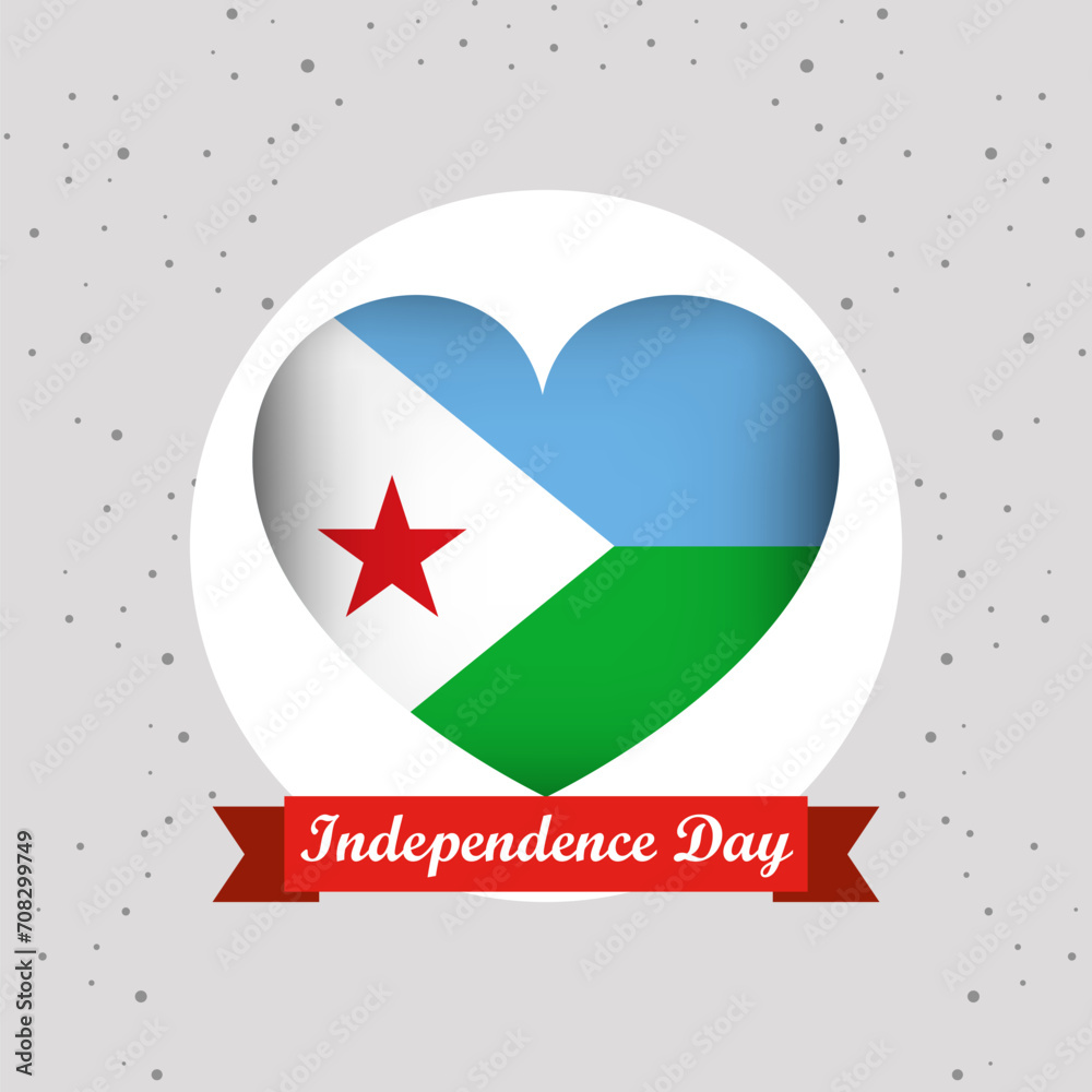Obraz premium Djibouti Independence Day With Heart Emblem Design