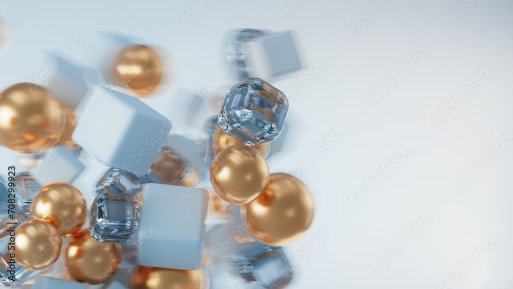 Abstract background. Golden and glass geometric shapes. Soft focus, blurred backdrop Abstract background. Golden and glass geometric shapes. Soft focus, blurred backdrop