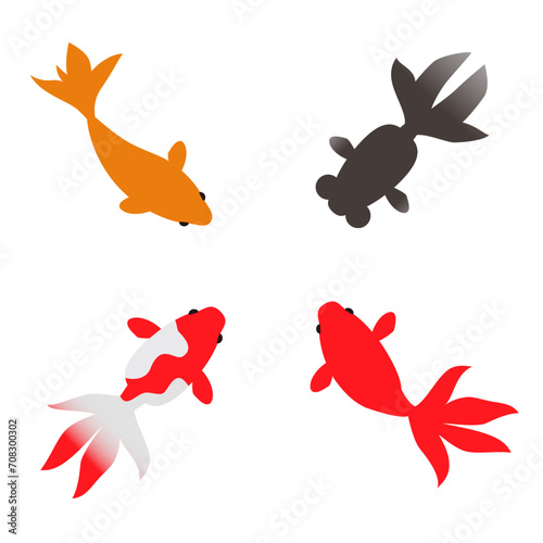 泳ぐ金魚　イラストセット