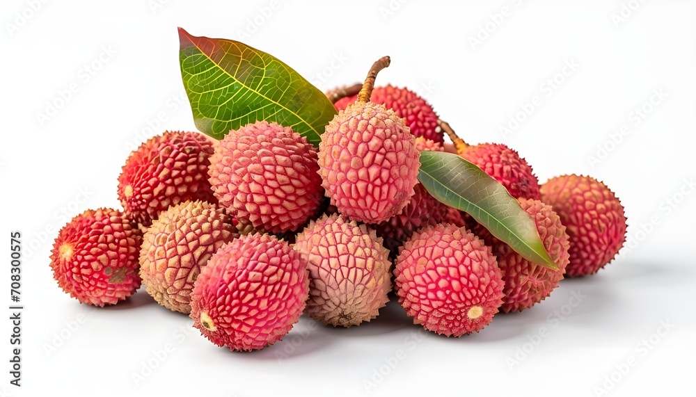 Lychee fruit on the white background and studio lighting Lychee fruit on the white background and studio lighting