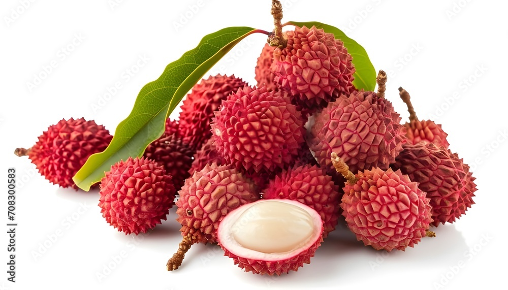 Lychee fruit on the white background and studio lighting Lychee fruit on the white background and studio lighting