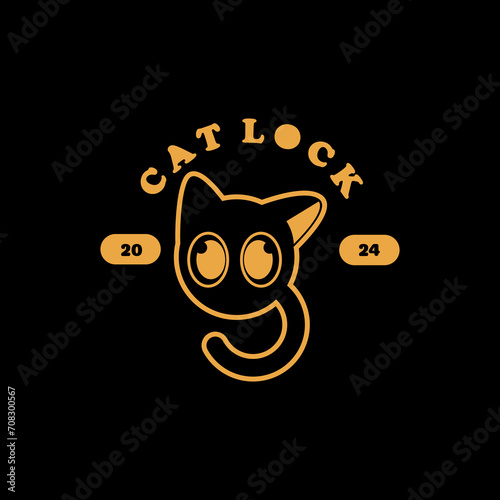 Cat mascot vector design in vintage style can be used as a logo or as a symbol
