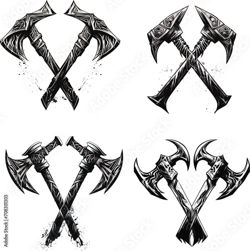 double crossing viking axe logo