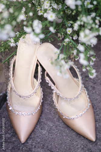 Bride shoes with flowers