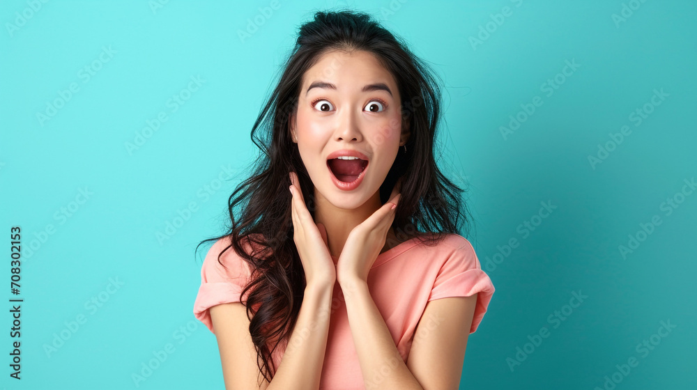 portrait of a woman with shocked expressions portrait of a woman with shocked expressions
