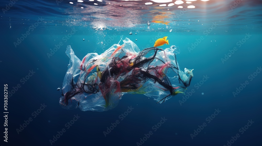 Ocean cleanup plastic pollution solutions marine conservation solid color background