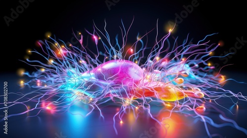 Optogenetics light controlled neurons brain manipulation solid color background photo