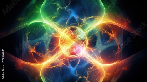 Fusion power unlimited energy clean nuclear reactions solid color background