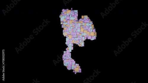 3D Geometry colourful Thailand map