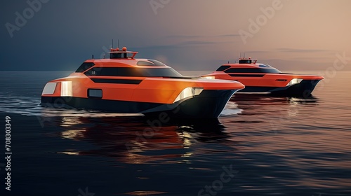 Autonomous ships self navigating vessels unmanned maritime transportation solid color background