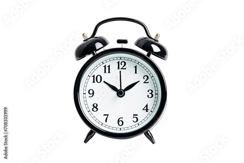A Black alarm clock on with number Isolated on transparent PNG background, Generative ai