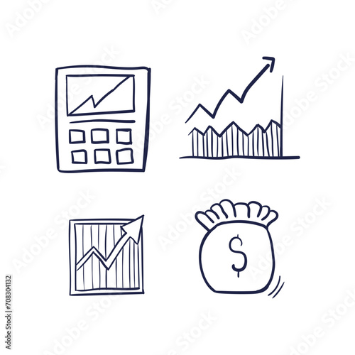 set of vector line financial concept icons