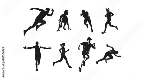 set of silhouettes of running athletes