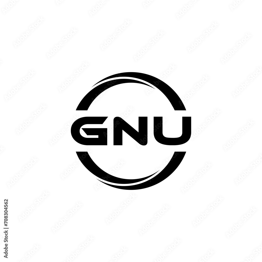 GNU letter logo design with white background in illustrator, cube logo, vector logo, modern alphabet font overlap style. calligraphy designs for logo, Poster, Invitation, etc.