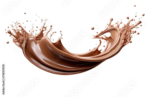 Chocolate splash wallpaper white background, Isolated on transparent PNG background, Generative ai