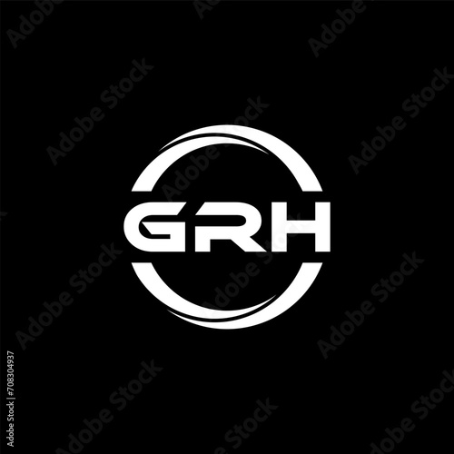 GRH letter logo design with black background in illustrator, cube logo, vector logo, modern alphabet font overlap style. calligraphy designs for logo, Poster, Invitation, etc.