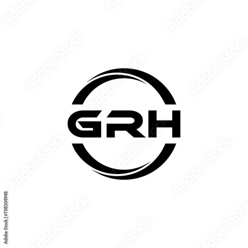 GRH letter logo design with black background in illustrator  cube logo  vector logo  modern alphabet font overlap style. calligraphy designs for logo  Poster  Invitation  etc.