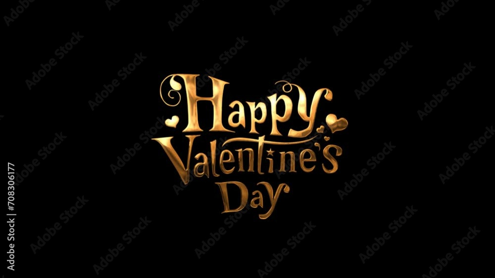 Happy Valentine's day Gold Text Titles background typography of happy valentines day