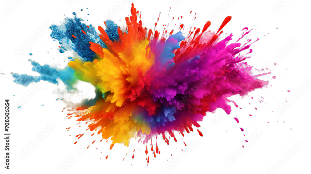 illustration of Holi powder Color, Isolated on transparent PNG background, Generative ai