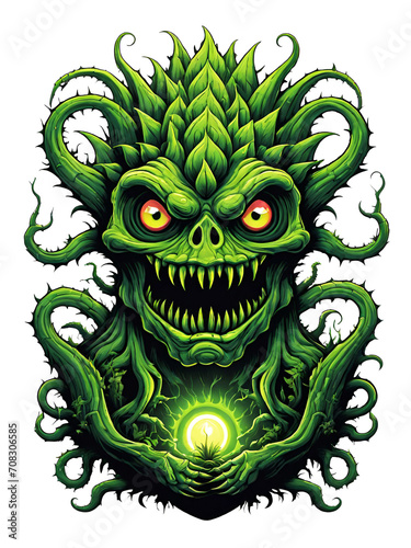 Obraz na płótnie Green monster plants character design illustration on transparent background w salonie