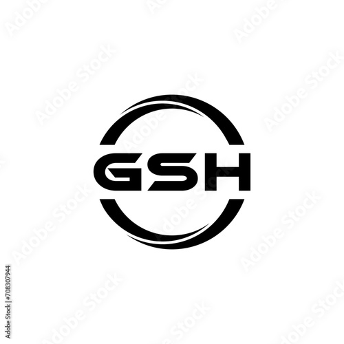 GSH letter logo design with white background in illustrator, cube logo, vector logo, modern alphabet font overlap style. calligraphy designs for logo, Poster, Invitation, etc.