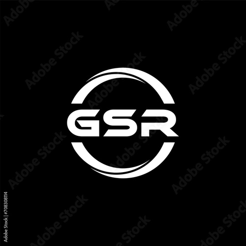 GSR letter logo design with black background in illustrator, cube logo, vector logo, modern alphabet font overlap style. calligraphy designs for logo, Poster, Invitation, etc.
