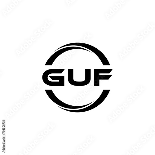 GUF letter logo design with white background in illustrator  cube logo  vector logo  modern alphabet font overlap style. calligraphy designs for logo  Poster  Invitation  etc.