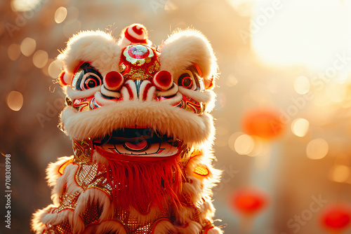 Cute Cat Lion in Chinese New Year 