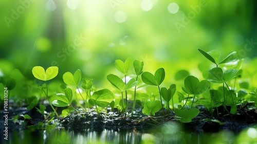 Closeup beautiful nature view of green leaf on blurred greenery background in garden with copy space using as background natural green plants landscape, ecology, fresh wallpaper concept. Generative Ai