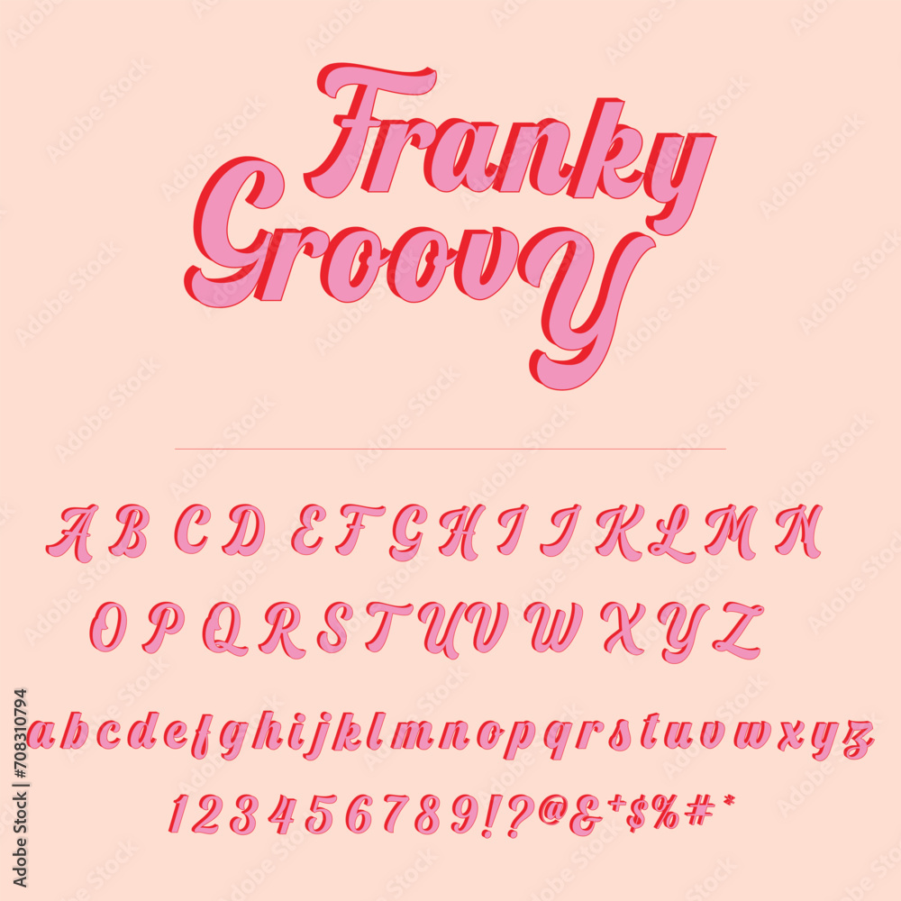 Franky Groovy Retro Vector Alphabet Template Design Franky Groovy Retro Vector Alphabet Template Design